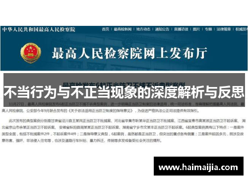 不当行为与不正当现象的深度解析与反思